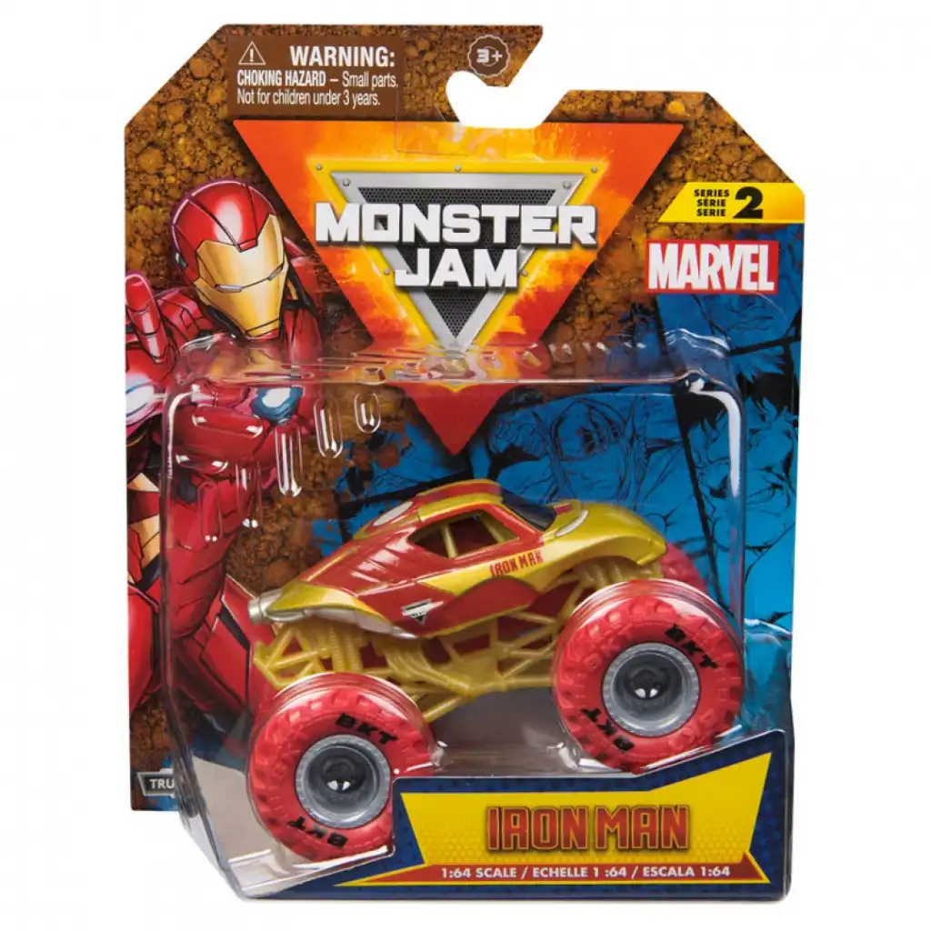 Detalle elaborado del monster truck metálico con elementos auténticos.