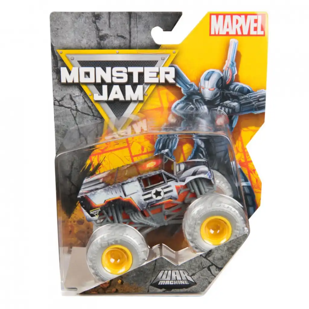 Detalle minucioso del monster truck coleccionable de fundición metálica.