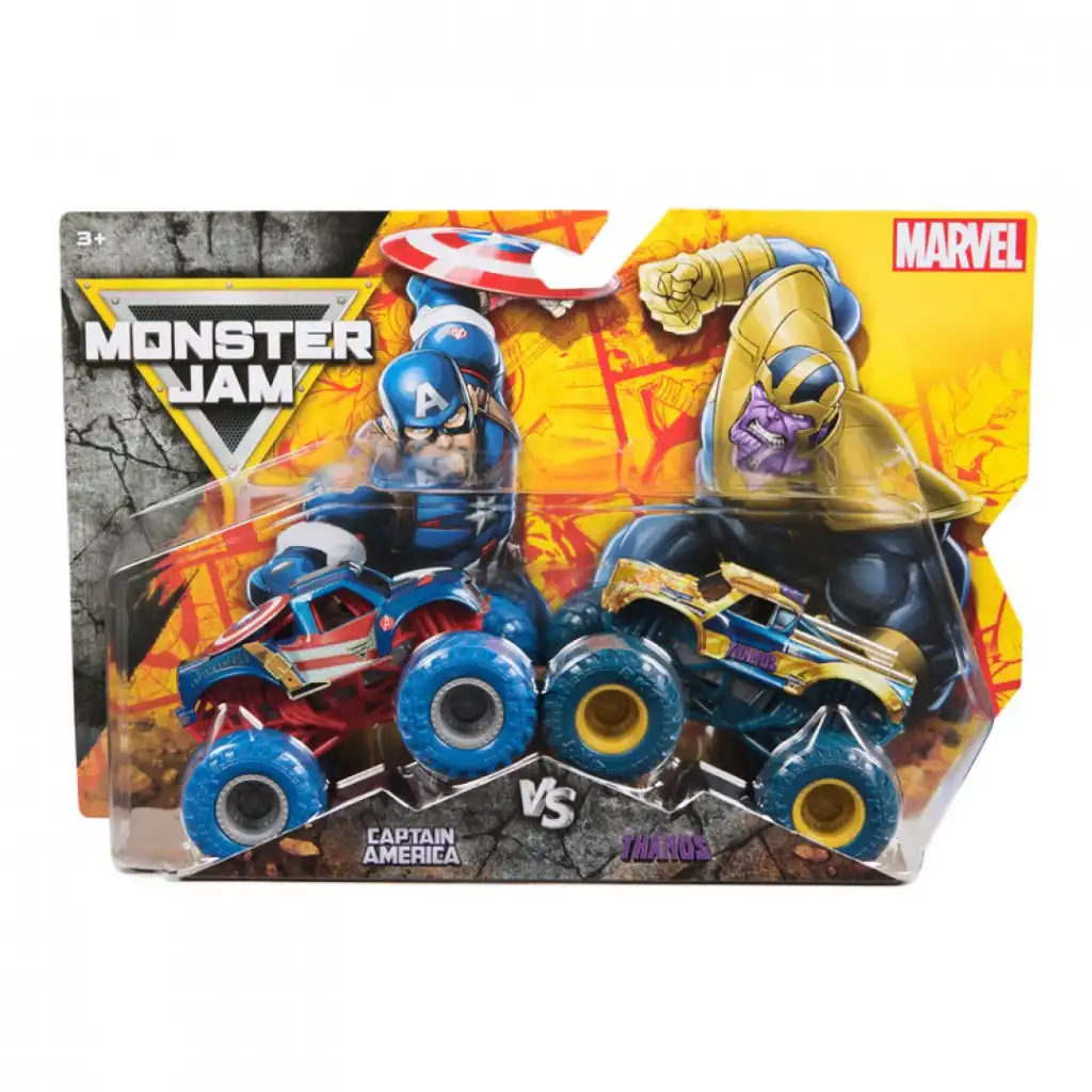 Domina la arena con los legendarios camiones Captain America y Thanos