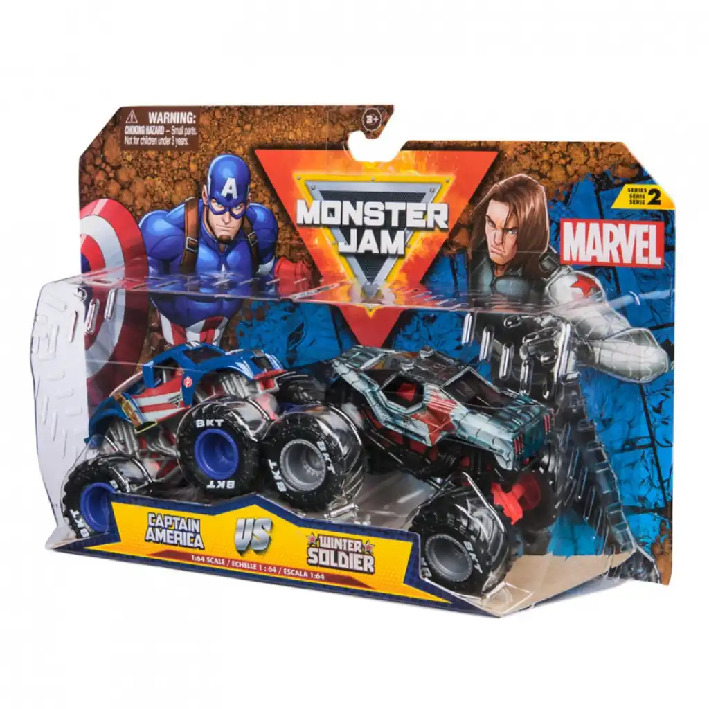 Desata una acción increíble con los legendarios Monster Trucks Marvel.