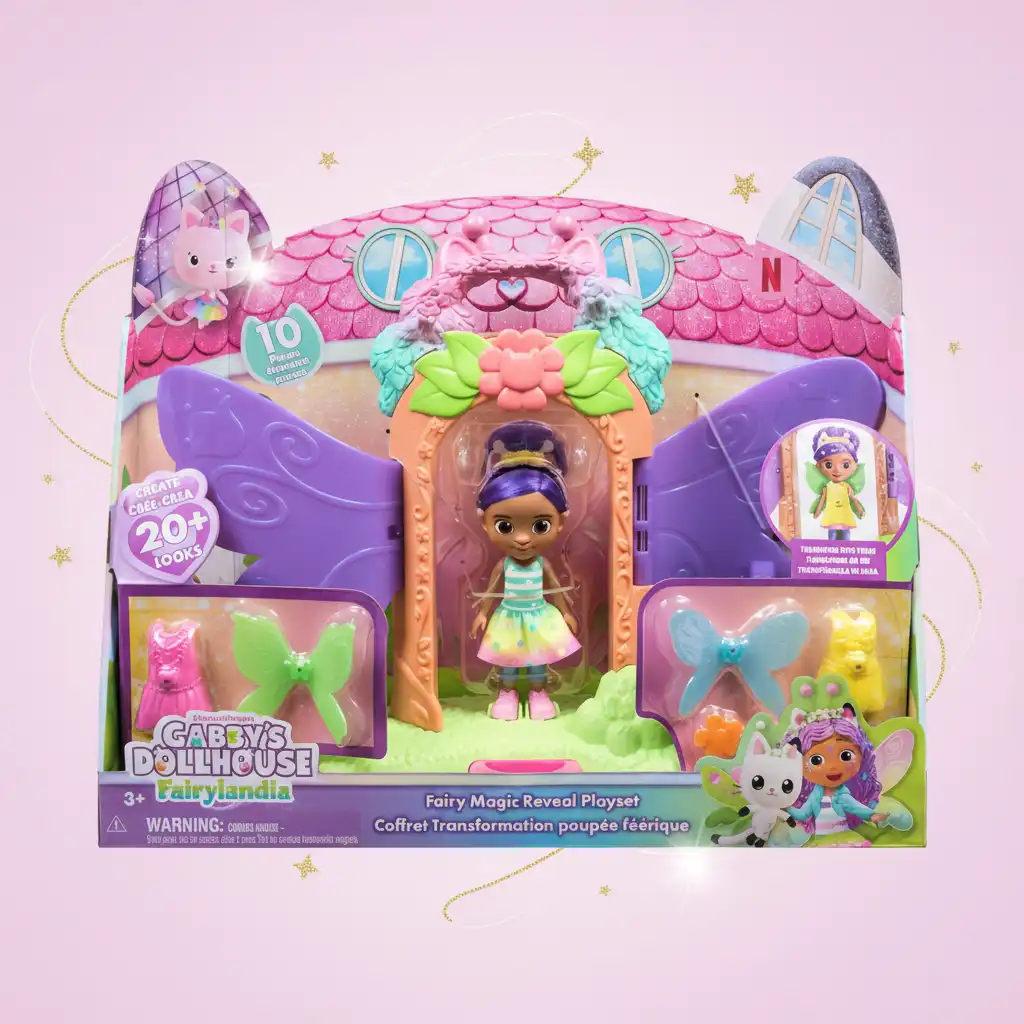 Muñeca detalladamente elaborada Gabby con accesorios magnéticos para un juego fácil.